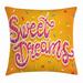 Sweet Dreams Throw Pillow Cushion Cover Hand Drawn Composition of Candies with Lettering Design on Warm Background Decorative Square Accent Pillow Case 20 X 20 Inches Multicolor by Ambesonne