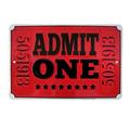 Admit One Red Movie Theatre Ticket Metal Sign Home Theater Man Cave Wall Decor