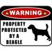PCSCP Warning Property Protected by a Beagle (SILHOUETTE) 11.5 inch x 9 inch Laminated Dog Sign