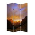 Sunset Plateau Print Foldable Canvas Screen with 3 Panels Multicolor- Saltoro Sherpi