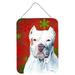 Carolines Treasures SC9421DS1216 Pit Bull Red and Green Snowflakes Holiday Christmas Wall or Door Hanging Prints 12x16
