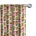 Ambesonne Tiki Bar Curtains Retro Hawaiian Pair of 28 x63 Multicolor