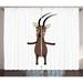 Goat Curtains 2 Panels Set Indigenous Vietnam Split Hoove Saola Standing on Two Legs Cartoon Character Window Drapes for Living Room Bedroom 108W X 90L Inches Brown Black Beige by Ambesonne