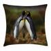 Animal Throw Pillow Cushion Cover Penguin Couple Cuddling in Wild Nature Love Affection Romance Falkland Islands Fauna Decorative Square Accent Pillow Case 16 X 16 Inches Multicolor by Ambesonne
