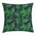Leaf Throw Pillow Cushion Cover Watercolored Old Design Print of Palm Tropic Exotic Forest Leaves Decorative Square Accent Pillow Case 24 X 24 Inches Dark Green and Forest Green by Ambesonne