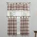 No. 918 Blair Farmhouse Plaid Semi-Sheer Tab Top Kitchen Curtains 52 x36 Brick Red