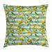 Nature Throw Pillow Cushion Cover Blooming Lemon Tree on Striped Paintbrush Background Evergreen Art Decorative Square Accent Pillow Case 20 X 20 Inches Fern Green Seafoam Yellow by Ambesonne