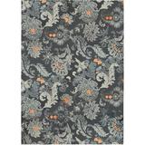 Diva At Home 5 x 7 Gray Flannel Floral Rectangular Indoor Accent Rug