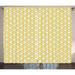 Ikat Curtains 2 Panels Set Oval Shaped Design Vivid Color Ogee Motif Indonesian Culture Inspired Pattern Window Drapes for Living Room Bedroom 108W X 84L Inches Yellow Grey White by Ambesonne