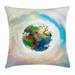 Earth Throw Pillow Cushion Cover Vibrant Colorful Image of Planet Earth Vivid Continents Swirling Clouds Ecology Theme Decorative Square Accent Pillow Case 16 X 16 Inches Multicolor by Ambesonne