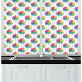 Flower Curtains 2 Panels Set Stylized Petal Motif Designed with Multiple Ellipses in Rainbow Color Digital Print Window Drapes for Living Room Bedroom 55W X 39L Inches Multicolor by Ambesonne