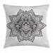 Lotus Throw Pillow Cushion Cover Eastern Culture Mandala with Aztec Tribal Textured Ornamental Cosmos Floral Pattern Decorative Square Accent Pillow Case 18 X 18 Inches Grey Black by Ambesonne