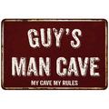 GUY S Man Cave Sign Garage Mancave Decor Accessories Signs Vintage Retro Rustic Tin Wall Art Name Home Beer Dads Gift 8 x 12 Matte Finish Metal 108120003009
