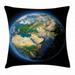Earth Throw Pillow Cushion Cover Vivid Earth Globe with Blue Seas Greenery Volumetric Clouds Science Theme Decorative Square Accent Pillow Case 18 X 18 Inches Blue Green Sand Brown by Ambesonne