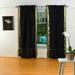 Lined-Black Rod Pocket Sheer Sari Cafe Curtain / Drape - 43W x 36L - Pair