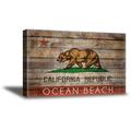 Awkward Styles California Flag Canvas Wall Art Decor for Home Ocean Beach Digital Print Art Framed Canvas Cali Bear Flag USA Lovers Gifts American Decor Modern Artwork Ready to Hang Pictures