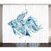 Fish Curtains 2 Panels Set Abstract Betta Splenden in Shades of Blue with Bohemian Pattern Swirling Effect Window Drapes for Living Room Bedroom 108W X 63L Inches Blue Azure Blue by Ambesonne