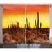 Ambesonne Saguaro Curtains 2 Panel Set Cactus and s Land 108 x 84 Red Yellow