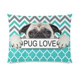 ZKGK Puppy Pug Dog Pug Love Green Chevron Pattern Pillowcase Standard Size 20 x 30 Inches Two Side A Pug Dog with Pug Love in Hands Chevron Pillow Cases Cover Set Pet Shams Decorative