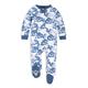 Burt's Bees Baby Baby Girls' Sleep & Play, Organic One-Piece Romper-Jumpsuit PJ, Zip Front Footed Pajama Footie, Moonlight Clouds, 0-3 Months