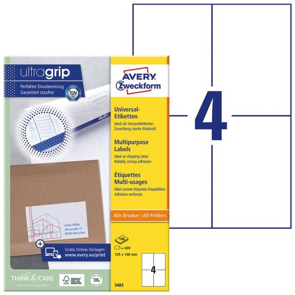 Avery Zweckform 20% AKTION: 400er-Pack Universal Klebeetiketten »3483« weiß Image