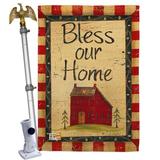 Breeze Decor Bless Home 2-Sided Polyester 40" H x 28" W Flag set in Brown | 40 H x 28 W x 4 D in | Wayfair BD-SH-HS-100069-IP-BO-02-D-US18-SB