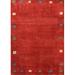 Red 84 x 0.35 in Indoor Area Rug - World Menagerie Ankenbaer Abstract Maroon Area Rug Polyester/Wool | 84 W x 0.35 D in | Wayfair