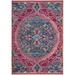 Blue/Green 96 x 0.23 in Area Rug - Bungalow Rose Smead Oriental Turquoise/Fuchsia Area Rug Polyester/Cotton | 96 W x 0.23 D in | Wayfair