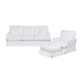 Sunset Trading Ariana 3 Piece Slipcovered Living Room Set With Sofa With Chair and Ottoman in White Performance Fabric - Sunset Trading SU-78301-20-30-81