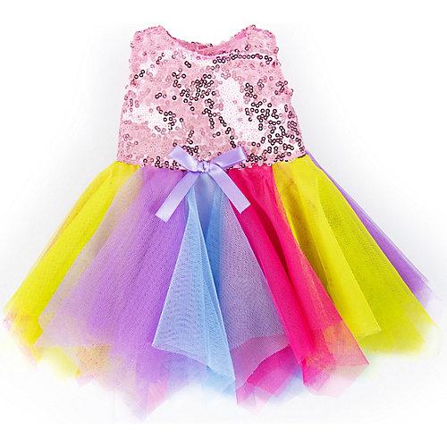 Pailletten-Kleid Puppen 40-46 cm, rosa/gelb Kleinkinder