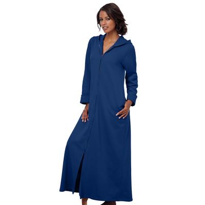 Plus Size Women's Long Hooded Fleece Sweatshirt Robe by Dreams & Co. in Evening Blue (Size M)