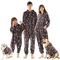 INFLATION Christmas Pyjamas Family Set, Soft Flannel Holiday Friends Pj Hooded Couples Pajama Onesies Nightwear for Womens Mom Grey Deer Size L