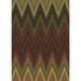 Brown/Green 96 x 0.35 in Area Rug - Ebern Designs Chevron Brown/Forest Green Area Rug Polyester/Wool | 96 W x 0.35 D in | Wayfair