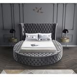 Wildon Home® Dorgan Tufted Low Profile Storage Platform Bed Upholstered/Velvet in Gray | 55 H x 110 W x 100.5 D in | Wayfair