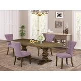 Lark Manor™ Privett Removable Leaf Solid Wood Dining Set Wood/Upholstered in Brown | Wayfair ADFF130A35CF465EA57C4F2993371238