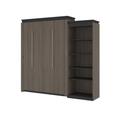 Orion Queen Murphy Bed with Shelving Unit (95W) in bark gray & graphite - Bestar 116882-000047