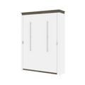 Orion 65W Queen Murphy Bed in white & walnut grey - Bestar 116184-000017