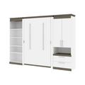 Orion 118W Full Murphy Bed with Multifunctional Storage (119W) in white & walnut grey - Bestar 116863-000017