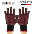Willstar 1 Pair Baking Grill Gloves Heat Resistant Barbecue Grilling Gloves Kitchen Silicone Oven Cooking Baking Mitts Anti-slip Oven Gloves for Barbecue Cooking Baking Cutting