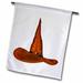 3dRose Orange Shiny Halloween Witches Hat With Stars and A Pumpkin - Garden Flag 12 by 18-inch