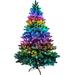 The Holiday Aisle® Indoor 7.5-Ft Snow Flocked Fiber Optic Prelit Christmas Tree w/ Festive LED Dancing Lights in Green | Wayfair