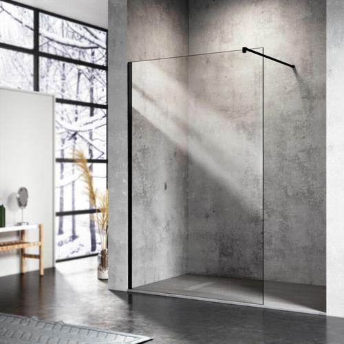 10mm Walk in Dusche Duschwände Duschwand Duschabtrennung Schwarz NANO Echtglas 80x200cm - Sonni