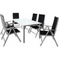 Set Tavolo con Sedie 6+1 Bern in alluminio Sedie pieghevoli e Tavolo da giardino 150x90cm con vetro