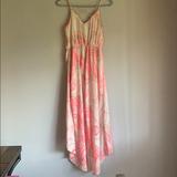 American Eagle Outfitters Dresses | American Eagle High Low Crossback Maxi Dress | Color: Pink/White | Size: S