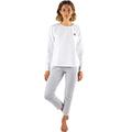 Fila Ladies Cotton Stretch Jersey Lounge Set Pyjama Set - White - L