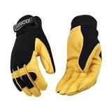 Kinco 7669815 Mens Indoor & Outdoor Deerskin Spandex Driver Gloves, Black & Yellow - Medium