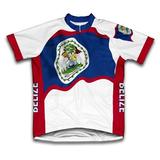 Belize Flag Short Sleeve Cycling Jersey for Women - Size L