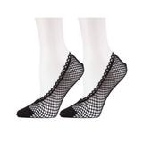 MeMoi Knit Net Fishnet Sock Liners 2 Pack One Size / Black/Black