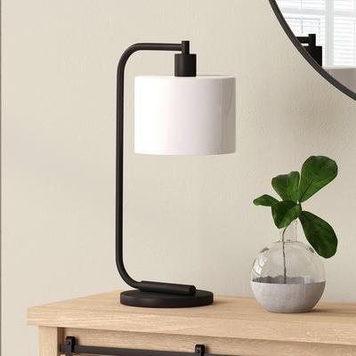 Cadmus Blackened Bronze Table Lamp with White Milk Glass Shade - Hudson & Canal TL0467