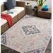 Papineauville 6'7" x 9' Updated Traditional Aqua/Cream/Dark Blue/Gray/Light Gray/Oatmeal/Red/Saffron/Navy/Mustard Outdoor Area Rug - Hauteloom